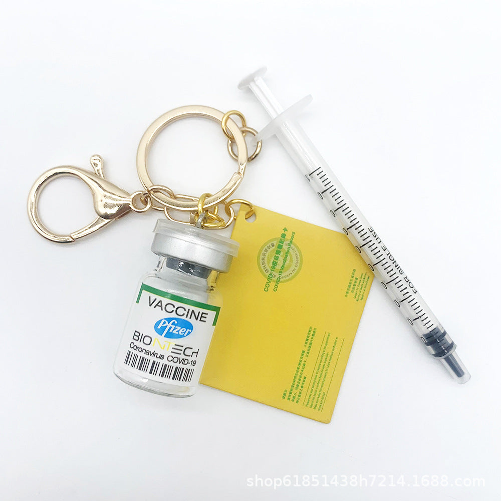 Wholesale Simulation Creative Medicine Bottle Vaccine Keychain